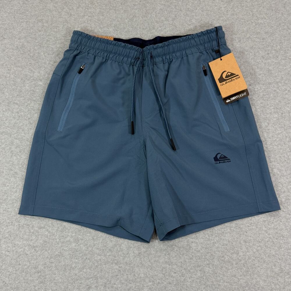 Quiksilver DryFlight Stretch Packable Board Shorts Mens Small Pool Blue NWT